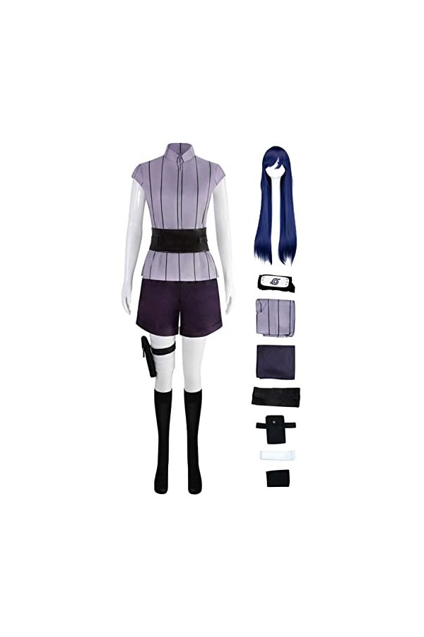 Foanja Hyūga Hinata Déguisement Femme Cosplay Anime Complet Sexy Uniforme et Bandeau Sacs Perruques Vêtements Accessoires pou