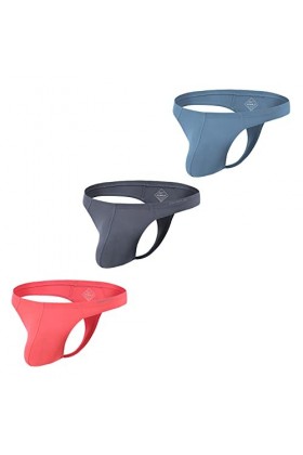 BIATWOWR String pour homme avec grande poche, taille élastique, taille basse, sexy, sans étiquette, respirant et confortable,