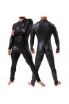DCIUSTFHE Hommes Sexy Cuir Verni Noir Fermeture Éclair Manches Longues Bodysuit Boîte De Nuit Bar À Vin DS Jeu De Rôle Costum