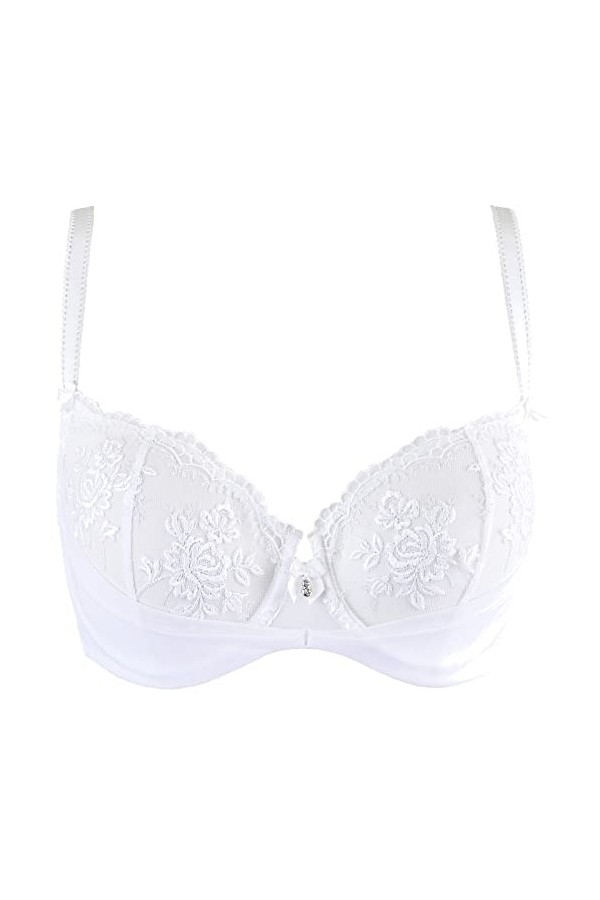 Axami Soutien-gorge balconnet transparent avec motif floral blanc, Blanc., 90E