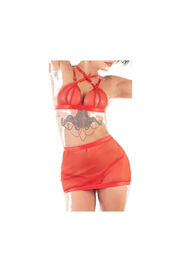 MeSeduce Ensemble de maille et élastiques rouges, rouge, XXL-3XL