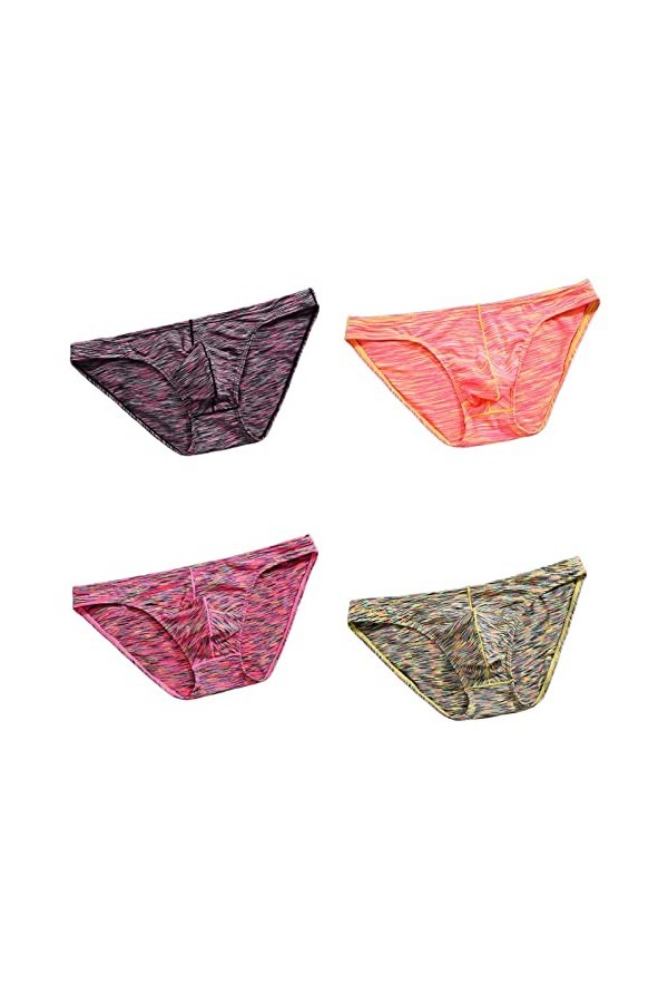 XKUN Slip Homme 4Pcs / Lot Sexy Taille Sexy Hommes Respirant-Multi,L