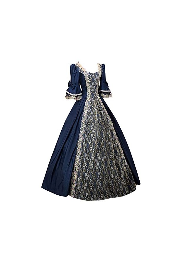 YSYOkow - Robe gothique vintage Steampunk Retro Court Princesse Robe à demi-manches Medieval Renaissance Cosplay Maxi Dresses