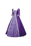 YSYOkow - Robe gothique vintage Steampunk Retro Court Princesse Robe à demi-manches Medieval Renaissance Cosplay Maxi Dresses