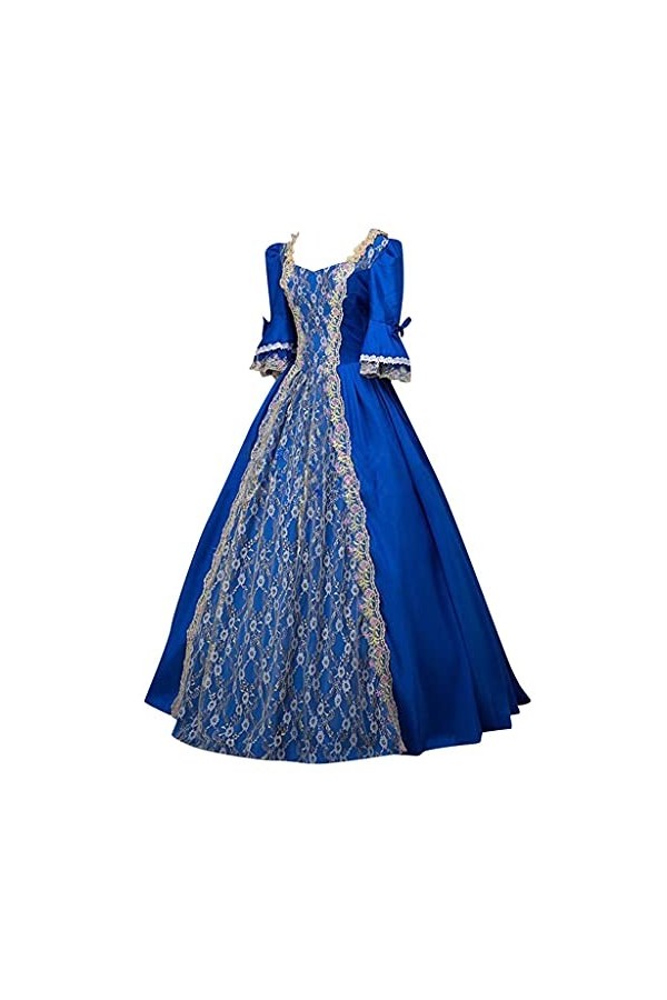YSYOkow - Robe gothique vintage Steampunk Retro Court Princesse Robe à demi-manches Medieval Renaissance Cosplay Maxi Dresses