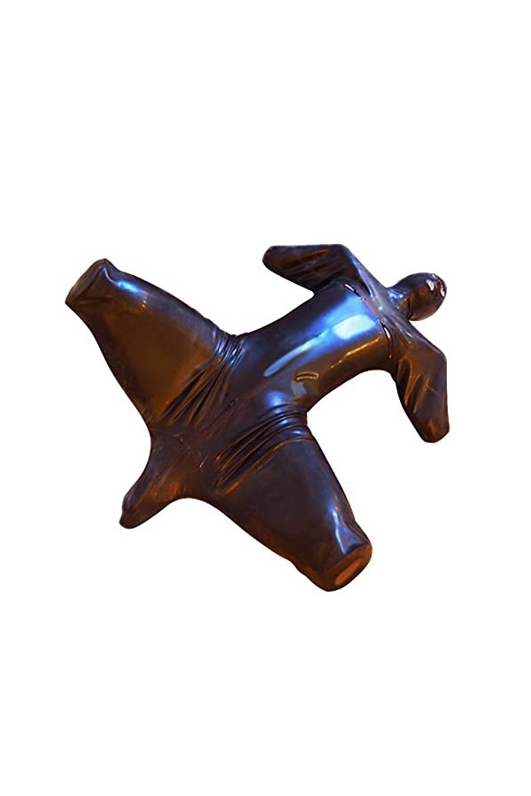 XLBHSH Combinaison sexy en cuir verni pour homme avec fermeture éclair effet mouillé Noir Taille XXL