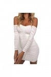Robe Plissée À Cordon, Jupe Courte Ajustable À Manches Longues pour Le Printemps Et Lété, Jupe Sexy À La Hanche,Blanc,Large