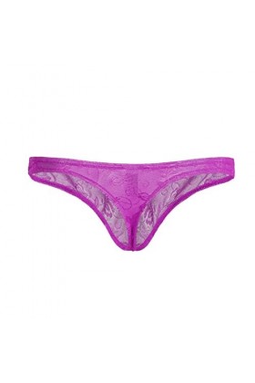 CABULE String sexy en dentelle pour homme - Culotte en maille - Violet - XXXL