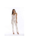Sling Onesies pour Les Femmes Jumpsuits Clubwear, Encolure Tassel Sequin Mesh Pantalon Sexy Barboteuses Streetwear Cocktail C