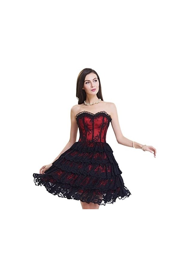 Body Court Sexy Lace Panel Shaper Dress Color : Red, Size : XL 