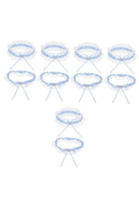 ifundom 5 Ensembles Porte-Jarretelles Jarretière De Mariage Perle Jarretelles Bleues pour La Mariée Mariage De Dentelle Flora