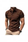 NOGRAX T-Shirt Homme Businet De Vêtements pour Hommes Summer Casual Mens Clorted Shirt Office Pocket Zipper Top T-Shirt-Brun