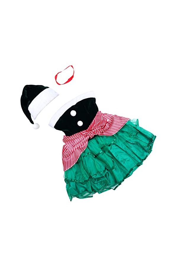 VALICLUD 1 Jeu Robe De Noël Déguisement De Lutin Du Père Noël Déguisement Dassistant Du Père Noël Robe De Vacances Costume D