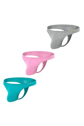 BIATWOWR String pour homme avec grande poche, taille élastique, taille basse, sexy, sans étiquette, respirant et confortable,