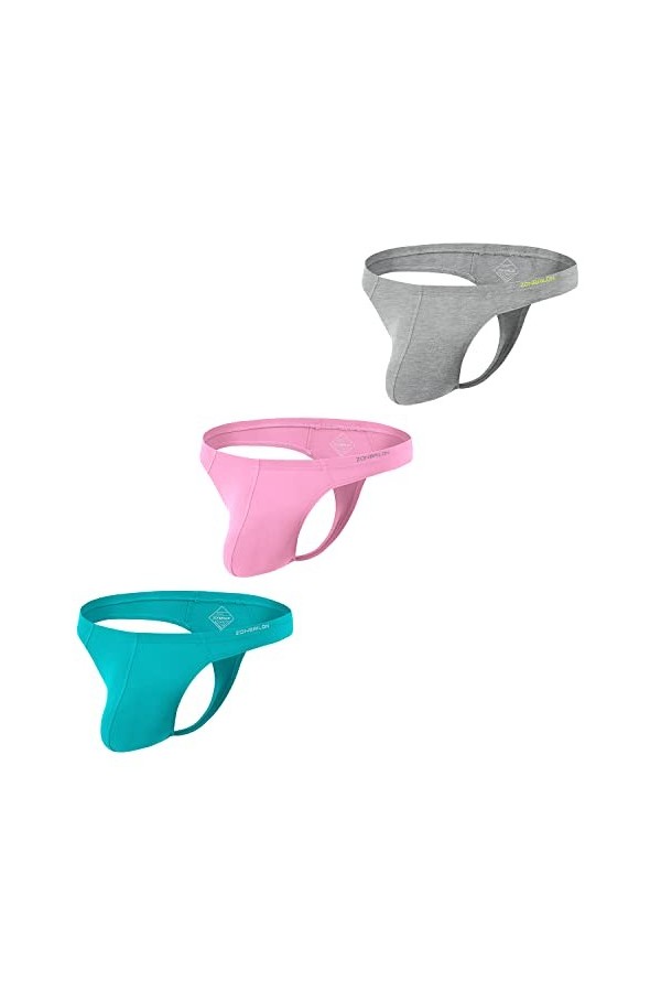 BIATWOWR String pour homme avec grande poche, taille élastique, taille basse, sexy, sans étiquette, respirant et confortable,