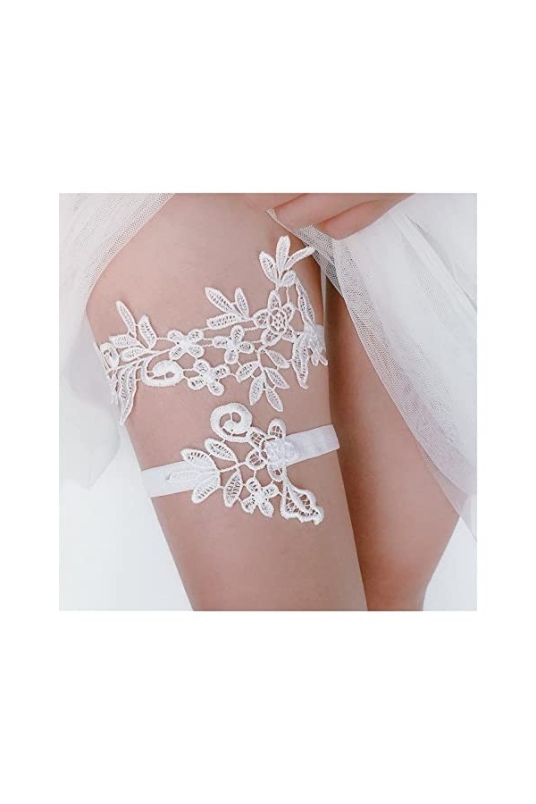 COLIFAS Anneau de Cuisse de mariée Sexy avec Porte-Jarretelles de Mariage Couleur : 7, Taille : Taille Unique 2 Taille Uni