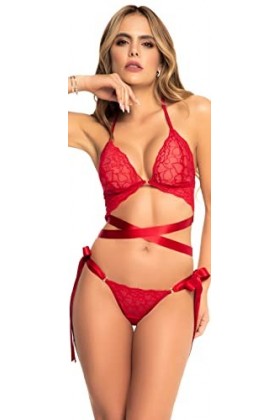 Mapalé by Espiral Lot de 2 pièces Ensemble de Lingerie, Rouge, L/XL Femme