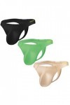 ZUOLAIYIN String Sexy pour Homme avec Grande Poche - Dos en T - Taille M L XL XXL, Lot de 3 - Noir/Vert/Abricot, M