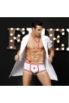 Wdhybwcx Lingerie Sexy pour Hommes Costumes de Docteur Sexy Costume de Jeu de rôle Blanc pour la fête Erotic Doctor Man-6602,