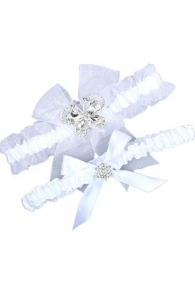 NC Jarretière élastiquée avec nœud en Dentelle, Jambe de mariée Extensible avec nœud Papillon en Verre avec Porte-Jarretelles