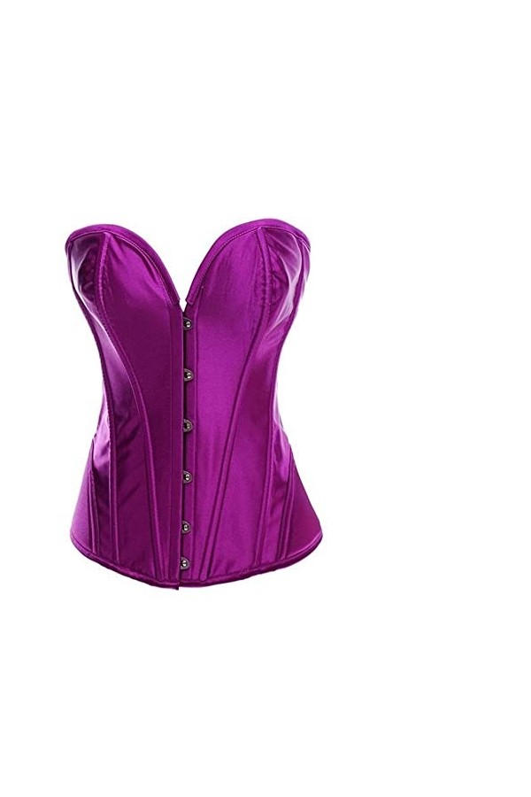TTCI-RR Bustiers Corsets Corset sexy en acier satiné pour femme avec spirale en acier Taille S-2XL Couleur : violet Taille : 