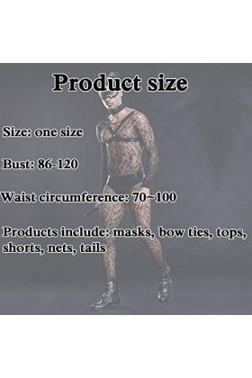 Uniforme Masculin De Chat en Maille Transparente Sexy en Une Pièce, Costume en Filet pour Hommes, Collants en Dentelle Floral