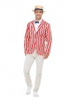 20s Barber Shop Costume, Red & White, with Jacket, Hat & Bow Tie M 