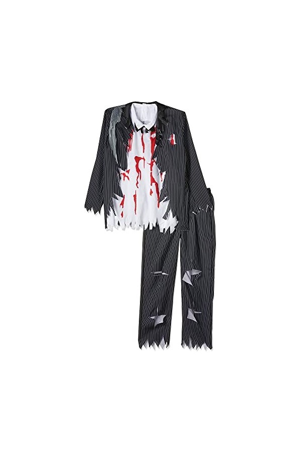 Smiffys Costume gangster zombie, avec veste, pantalon, haut, pièces en latex & nœud papi