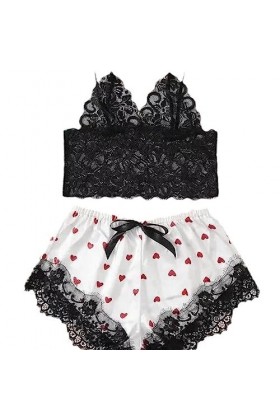 Lingerie Sexy pour Femmes Coquines Lingerie Sexy Femme Ensemble Bandeau érotique Pure Amour Maille Dentelle Culotte jarretell