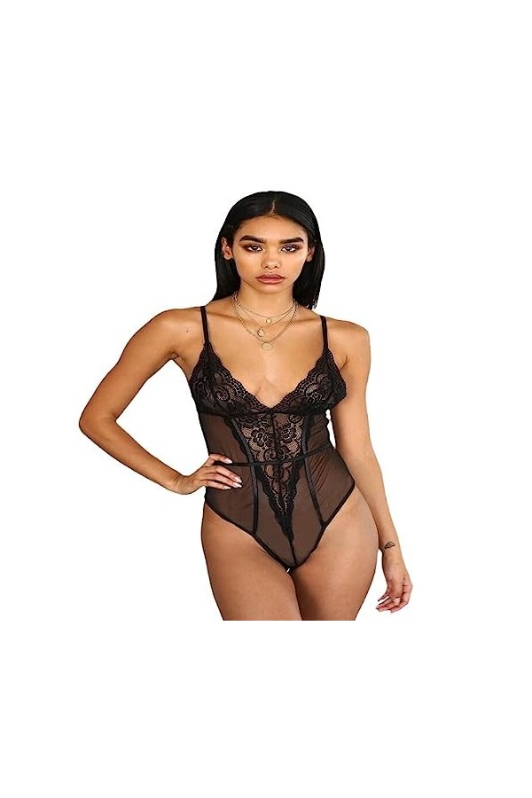 BAWHO Lingerie Sexy pour Femme, Grande Taille, Lingerie érotique ajourée, Combinaison Transparente en Maille