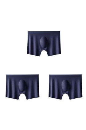 NAZARR 3pcs Men dété Men de Glace en Soie sans Couture sans vêtements Sexy Boxers Shorts mâles Ultra-Minces Respirant Boxer 