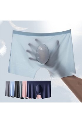 NAZARR 3pcs Men dété Men de Glace en Soie sans Couture sans vêtements Sexy Boxers Shorts mâles Ultra-Minces Respirant Boxer 