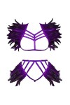 Femmes Body Harnais Plumes Soutien - Gorge Plus Taille Fashion Body Cage Garter Set Punk Gothique Halloween Carnaval Costume 