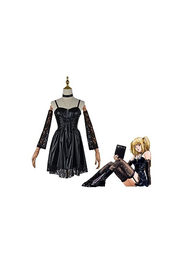 EXOTUF Misa Amane Cosplay déguisement fille femme quotidien gothique robe en cuir fête dhalloween,Set-XXL