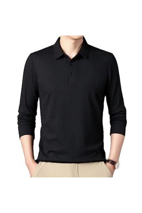 Streetwear Mode Hommes À Manches Longues Polos Printemps Automne Basique Affaires Coréen Lâche Décontracté Hauts