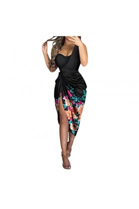 BOSUGE Robe de soirée Une épaule smockée Sexy à Sequins Sexy pour Femmes