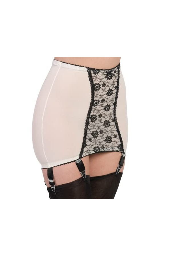 Nylon Dreams Jarretière rétro en maille avec 6 sangles NDPG6 Rose/perle/rouge/noir, perle, XS