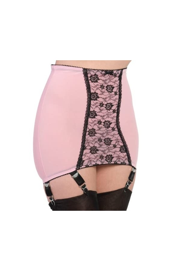 Nylon Dreams Jarretière rétro en maille avec 6 sangles NDPG6 Rose/perle/rouge/noir, perle, XS