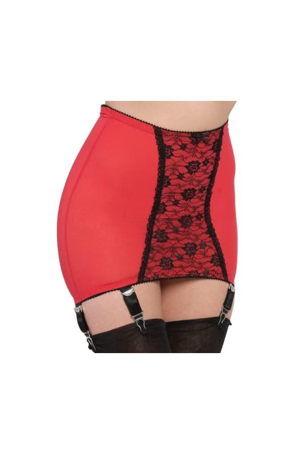 Nylon Dreams Jarretière rétro en maille avec 6 sangles NDPG6 Rose/perle/rouge/noir, perle, XS