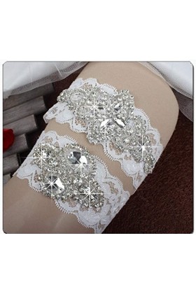 NC Jarretière Florale en Dentelle de fête, Accessoires de Mariage de mariée Porte-Jarretelles en Dentelle Strass de Haute qua