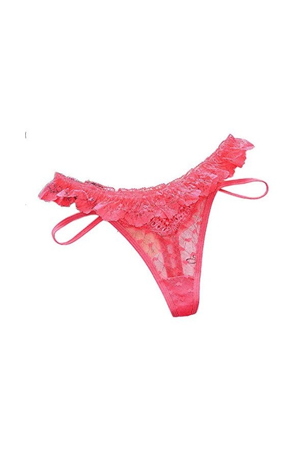 YiyiLai Femme sous-vêtement Lingerie Invsible Nœud Papillon G-String Tong Culotte Sexy Dentelle Violet