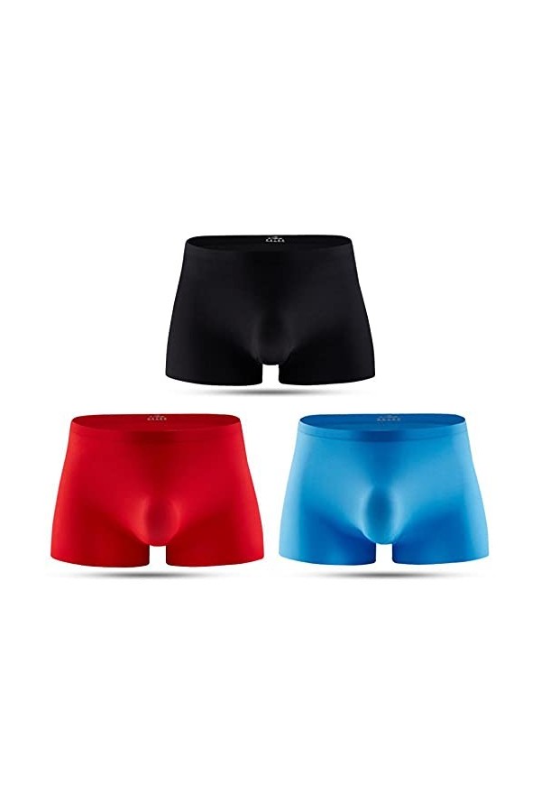 Fnho Sexy Hommes,String Homme Sexy Elephant,Boxer en Soie glacée, sous-vêtements Sexy Respirants 3 Paquets -C 3-Pack _XL
