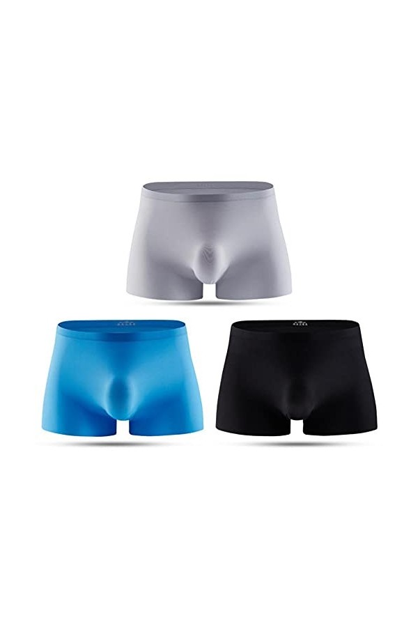 Fnho Sexy Hommes,String Homme Sexy Elephant,Boxer en Soie glacée, sous-vêtements Sexy Respirants 3 Paquets -C 3-Pack _XL