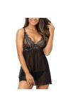 Axami Chemise+String Nuisette Sexy V-10399, Noir,XS