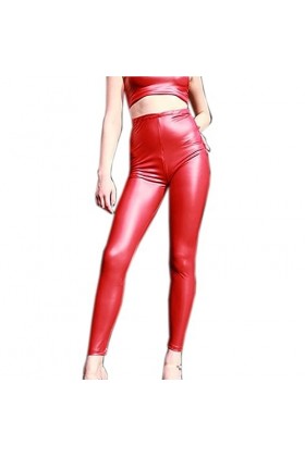 DCIUSTFHE Femmes Sexy Latex Ammoniaque Décontracté Taille Haute Zip Maigre Pantalon en Cuir Boîte De Nuit Barres DS Scène Vêt