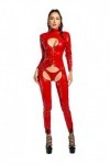 ZTIANEF Costumes Sexy Femme Lingerie Sexy Femme Sexy Hollow Out Jumpsuit Costume Exotique Lingerie Body Clubwear,Rouge,M