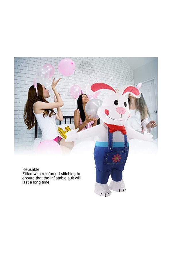FECAMOS Costume de Lapin Gonflable, Tissu en Polyester 190T de Lapin Gonflable de Pâques Réutilisable Confortable à Porter Lé