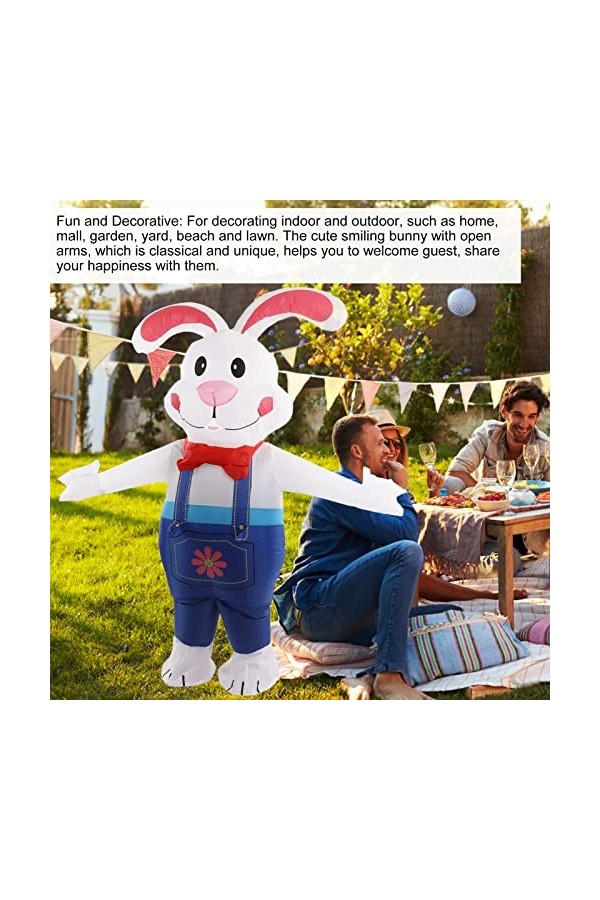 Omabeta Lapin Gonflable de Pâques, Costume de Lapin Gonflable Imperméable Confortable à Porter Coutures Renforcées Tissu Poly