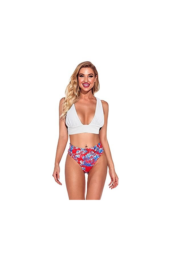 Générique Generic Maillot de Bain Deux pièces Sexy pour Femme Ensemble Bikini Taille Haute Maillot de Bain Push Up Maillot de