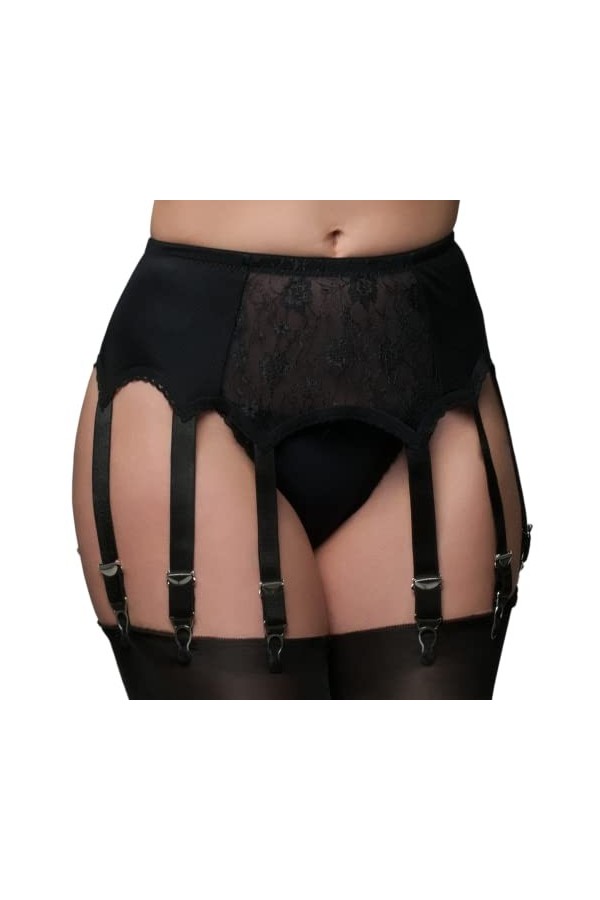 Nylon Dreams NDL10 Lace Front Porte-jarretelles à 10 sangles XL, blanc 